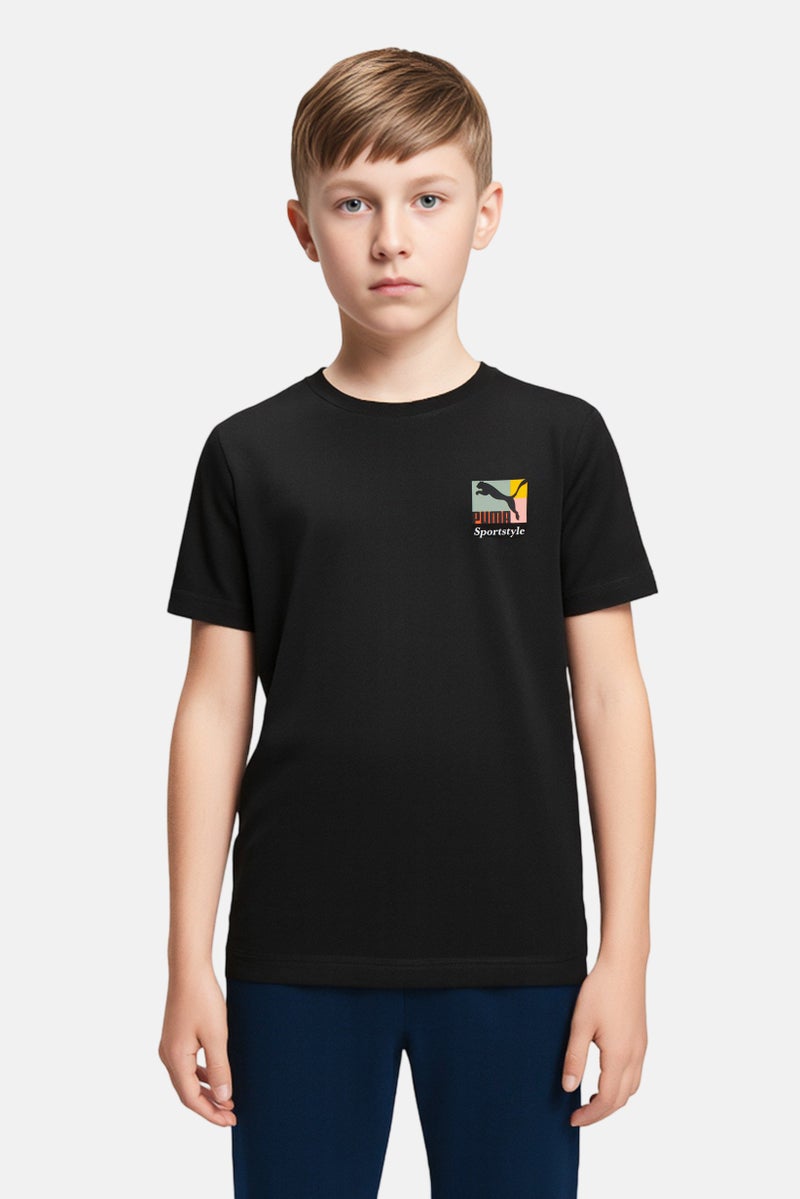 PUMA Kids Boy Sportswear Fit Short Sleeve Outdoor T-Shirt, Black - Image 1